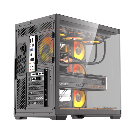 DarkFlash C280-850W Siyah 80+ Bronze Mid Tower Bilgisayar Kasası - 7 Fan, Gen 5 ARGB, E-ATX/ATX/Micro-ATX/Mini-ITX