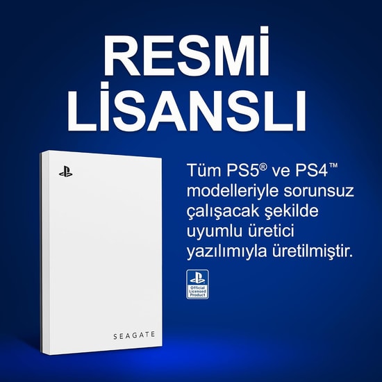 Seagate Game Drive for PlayStation STLV5000200 5 TB Beyaz Harici HDD - 2,5 inç, USB 3.0, USB Micro-B Bağlantı