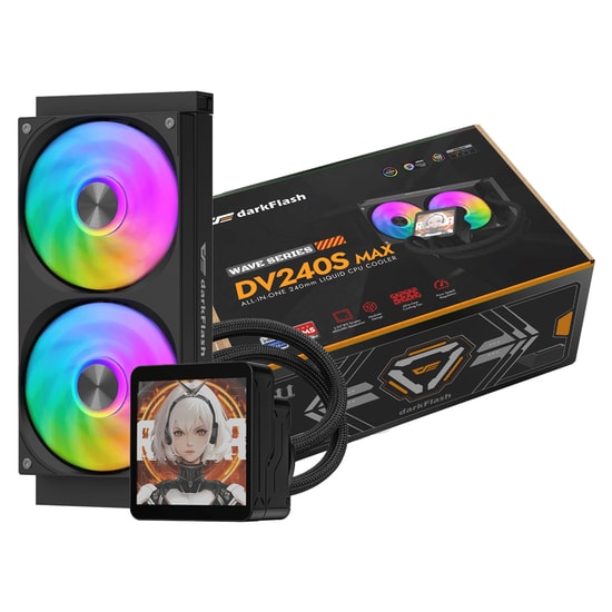 DarkFlash DV240S Max ARGB LCD 240mm Siyah Sıvı Soğutma - 1851 ve AM5 Uyumlu İşlemci Sıvı Soğutma Sistemi