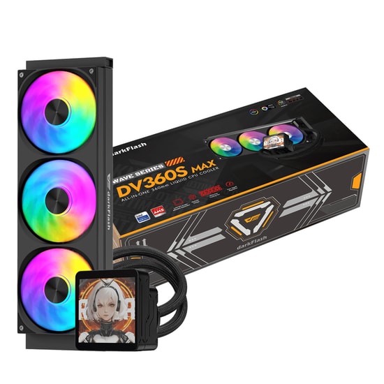DarkFlash DV360S Max ARGB LCD 360mm Siyah Sıvı Soğutma - 1851 ve AM5 Uyumlu İşlemci Sıvı Soğutma Sistemi