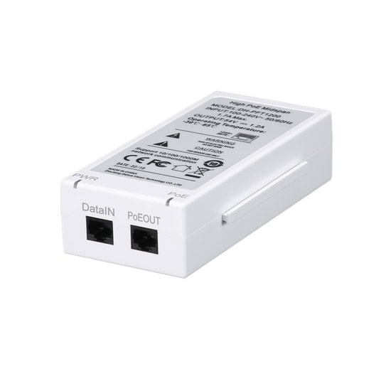 Dahua PFT1200 Gigabit PoE Enjektör - 2 Port Hi-PoE Midspan, 54Volt / 60Watt Güç Değeri, Gigabit Port Arabirimi