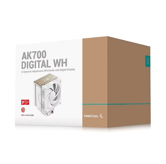 Deep Cool AK700-DIGITAL-WH 120mm İşlemci Soğutucu - 7 Isı Borusu, Dijital Ekran, 280W TDP, 1700/1851 ve AM5/AM4