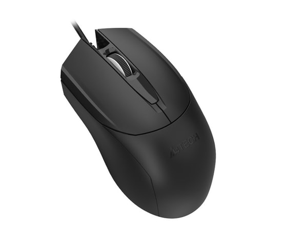 A4Tech OP-750S Kablolu Sessiz Siyah Mouse - USB Bağlantı, Optik Sensör, 1200 DPI, 3 Tuş, Orta Boy, Genel Kullanım