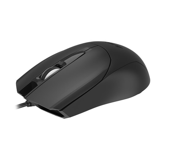 A4Tech OP-750S Kablolu Sessiz Siyah Mouse - USB Bağlantı, Optik Sensör, 1200 DPI, 3 Tuş, Orta Boy, Genel Kullanım