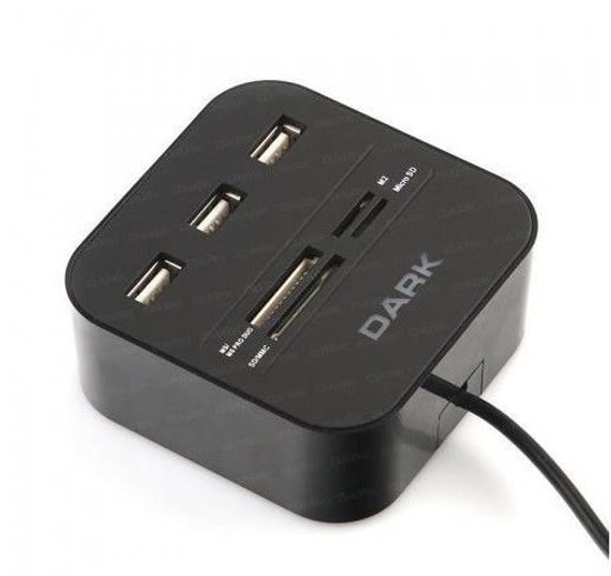Dark UCR202 DK-AC-UCR202 USB 2.0 Kart Okuyucu Çoklayıcı Siyah - 3x USB Type-A, MicroSD/SD/MMC/M2/MS Pro Duo