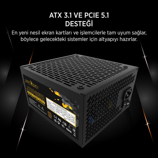 James Donkey JDP850 850W APFC 80+ Bronze Güç Kaynağı - 120mm Fan, ATX 3.1, PCIe 5.1, Non-Modüler, 24 Ay Garanti