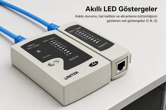 Unitek OT140AGY01 Ethernet Kablosu Test Cihazı Bilgisayar Aksesuarı Ürünü - 60 Ay Garanti.