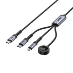 Unitek C14180AGY01-1.2M USB-C 3'ü 1 Arada Hızlı Şarj Kablosu - 100W, Çoklu Şarj Kablosu, 1.2 Metre