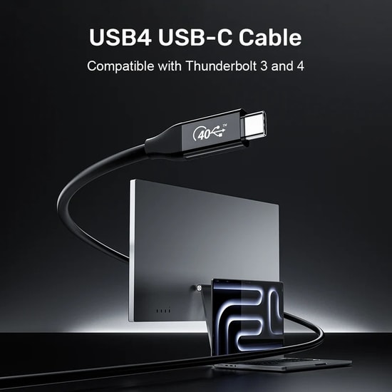 Unitek USB4 Type-C Kablo (C14100ABK01-2M) - 240W, USB Kablo Tipi, 2 Metre Kablo Uzunluğu, CE Sertifikalı Kablo