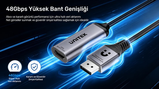 Unitek V1617AGY01 8K 60Hz DisplayPort to HDMI Dönüştürücü Adaptör - 15 cm Uzunluk, CE, Görüntü Kullanım Alanı