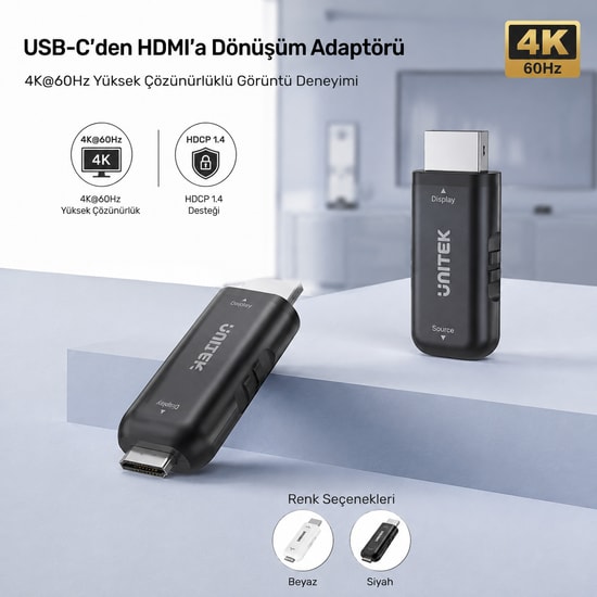 Unitek V1187ABK01 USB-C F HDMI M Dönüştürücü Adaptör, Bilgisayar Aksesuarı, Kablo Tipi - CE, 60 Ay Garanti