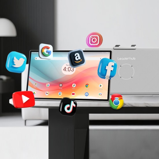 Leaderhub U24M 24,5" 8GB+128GB Dokunmatik Android Monitör - Full HD, Wi-Fi 6, Bluetooth 5.2, Dahili Batarya