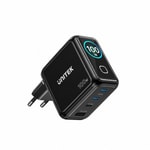 Unitek Rexo 100W 4 Portlu Akıllı Ekranlı GaN Şarj Cihazı (P1132ABK01-EU) - Type-C + USB, Hızlı Şarj, Dijital Gösterge