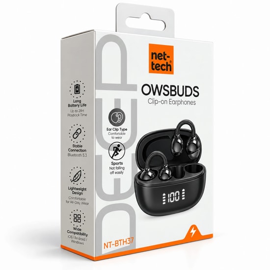 Nettech NT-BTH37 Siyah Kulakiçi Bluetooth Kulaklık - Mikrofonlu, Gürültü Önleme, Bluetooth 5.0, Dokunmatik Kontrol