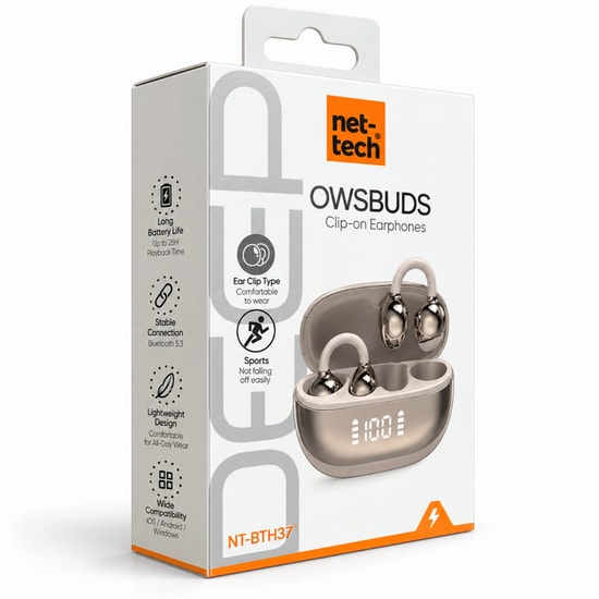 Nettech NT-BTH37 Krem Kulakiçi Bluetooth Kulaklık - Mikrofonlu, Gürültü Önleme, Bluetooth 5.0, 24 Ay Garanti