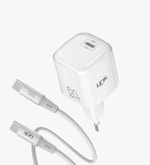 Linktech G866 Safe Type-C Kablolu 60W GaN AVS Beyaz Hızlı Şarj Adaptörü - PD 3.0, PPS, QC 4.0, Akım Koruma