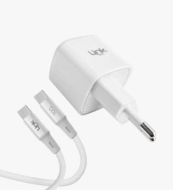 Linktech G866 Safe Type-C Kablolu 60W GaN AVS Beyaz Hızlı Şarj Adaptörü - PD 3.0, PPS, QC 4.0, Akım Koruma