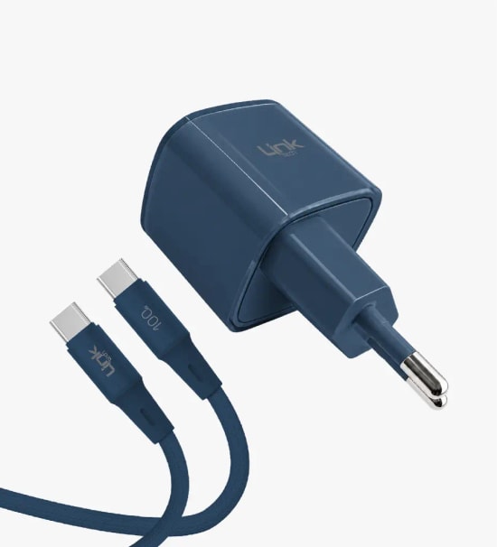 Linktech G866 Safe Type-C Kablolu 60W GaN AVS Lacivert Hızlı Şarj Adaptörü - PD 3.0, PPS, QC 4.0, Akım Koruma