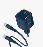 Linktech G864 Safe Type-C Kablolu 40W GaN AVS Lacivert Hızlı Şarj Adaptörü - PD 3.0, PPS, QC 4.0, Akım Koruma