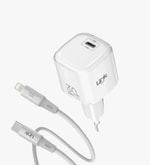 Linktech G824 Safe Type-C–Lightning Kablolu Beyaz 30W GaN Hızlı Şarj Adaptörü - PD 3.0, PPS, QC 4.0, Akım Koruma, 70gr