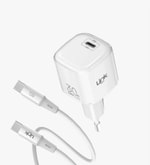 Linktech G823 Safe Type-C Kablolu 30W GaN Beyaz Hızlı Şarj Adaptörü - GaN Tech 3, PD 3.0, PPS, QC 4.0, Akım Koruma