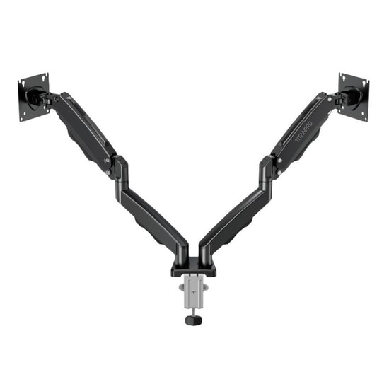 Titanpro FL02 FMK-8710 17-32 İnç Çift Kollu Amortisörlü Siyah Monitör Standı - Alüminyum, 2-9 Kg, VESA, 75x75/100x100 mm