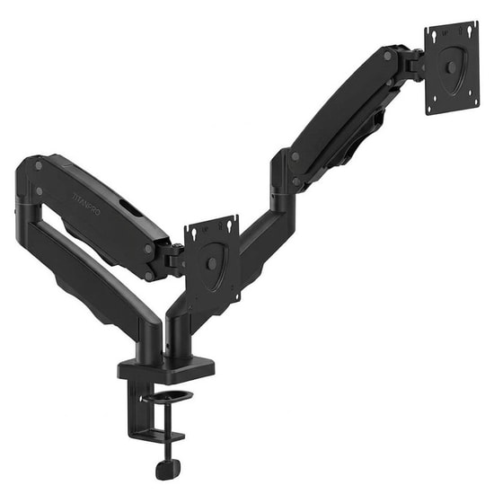 Titanpro FL02 FMK-8710 17-32 İnç Çift Kollu Amortisörlü Siyah Monitör Standı - Alüminyum, 2-9 Kg, VESA, 75x75/100x100 mm