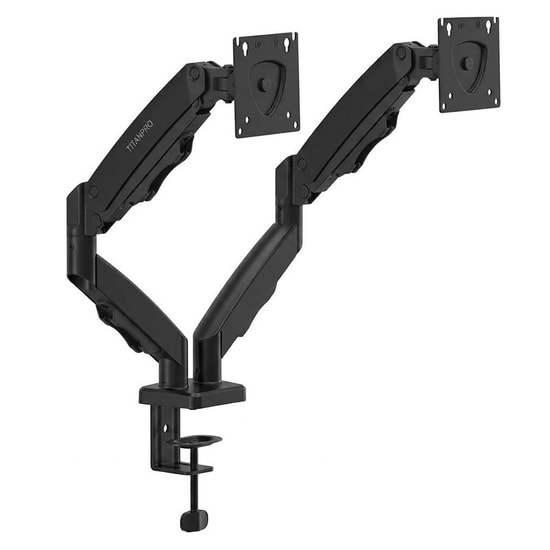 Titanpro FL02 FMK-8710 17-32 İnç Çift Kollu Amortisörlü Siyah Monitör Standı - Alüminyum, 2-9 Kg, VESA, 75x75/100x100 mm