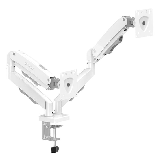 TITANPRO FL02-W FMK-8715 Beyaz Çift Kollu Amortisörlü Monitör Standı - 17-32 İnç, 2-9 kg, VESA 75x75/100x100 mm