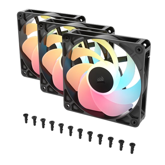 Corsair RS120-R ARGB Reverse Siyah 3'lü Kasa Fanı (CO-9050196-WW) - 120mm PWM Ters, 2100 RPM, 65.82 CFM, 34.6 dB