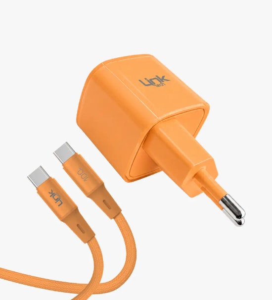 Linktech G864 Safe Type-C Kablolu 40W GaN AVS Turuncu Hızlı Şarj Adaptörü - PD 3.0, PPS, QC 4.0, Akım Koruma