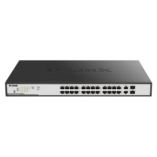 D-Link DL-DGS-1100-26MPV2 24 Port Gigabit PoE Switch - Yönetilebilir, 370W PoE, 2x Gigabit RJ45/SFP Combo, Layer2