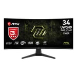 MSI MAG 346CQDF E20 34" UWQHD Kavisli Monitör - 200Hz, 0.5ms, Rapid VA, FreeSync Premium, 1500R, 21:9, Siyah
