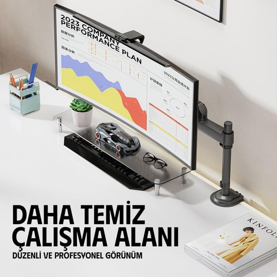North Bayou NB-H100 17-32 İnç Amortisörlü Tek Kollu Monitör Standı - 9 kg, VESA 75x75/100x100 mm, Hareketli