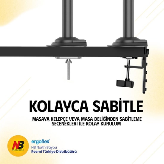North Bayou NB-H100 17-32 İnç Amortisörlü Tek Kollu Monitör Standı - 9 kg, VESA 75x75/100x100 mm, Hareketli