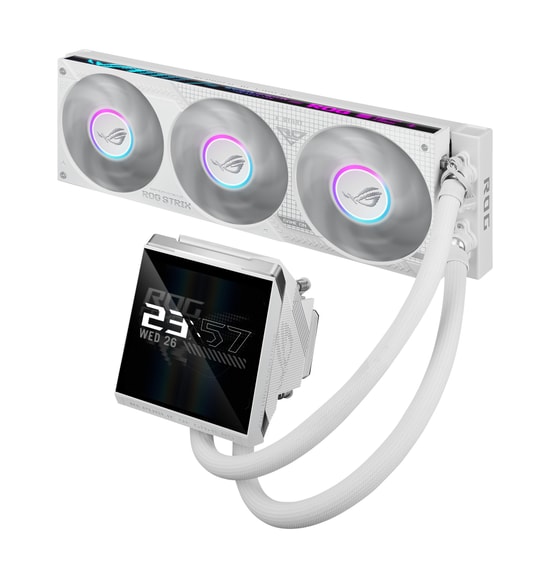 Asus ROG STRIX LC IV 360 ARGB LCD Beyaz Sıvı İşlemci Soğutucu - 3x120mm Fan, 5.08 İnç IPS LCD, 800-2500 RPM