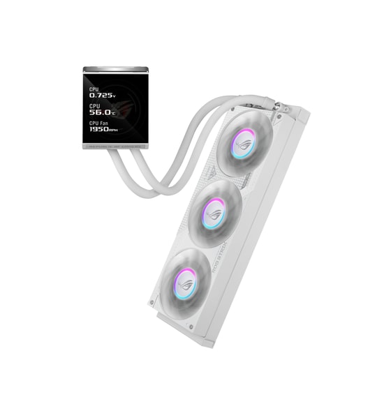Asus ROG STRIX LC IV 360 ARGB LCD Beyaz Sıvı İşlemci Soğutucu - 3x120mm Fan, 5.08 İnç IPS LCD, 800-2500 RPM