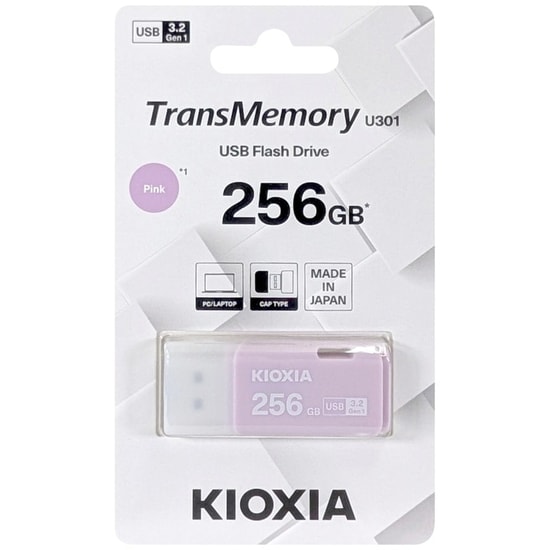 Kioxia TransMemory U301 LU301B256GG4 256 GB Pembe USB Flash Bellek - USB 3.2, USB-A, Kayar Kapak, 2 Yıl Garanti