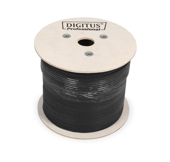 Digitus DK-1613-5-OD Cat6 U-UTP Outdoor 500m Network Data Kablosu - Siyah Renk, Tek Sargılı Kablo