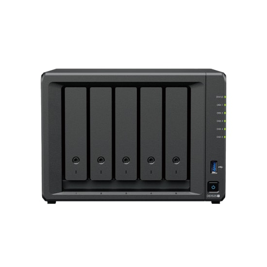 Synology DS1525 Neo Plus 5 Disk Yuvalı NAS Sunucu - 4 GB DDR4 Non-ECC, 2 M.2 NVMe, 4x1GbE LAN, AMD Ryzen V1500B