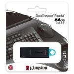 Kingston DataTraveler Exodia DTX/64GB 64GB USB 3.2 Gen 1 Flash Bellek - Siyah/Yeşil, NAND, Taşınabilir ve Güvenli