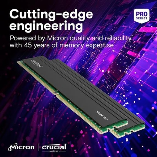 Crucial Pro 32GB 3200MHz DDR4 CP32G4DFRA32AT RAM - 3200MT/s, 1.2V, CL22, UDIMM Masaüstü Bellek, Yüksek Performans Kiti