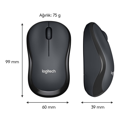 Logitech M221 Sessiz Kompakt Kablosuz Mouse - Siyah (910-006510), 1000 DPI, Nano Alıcı, Ergonomik Tasarım