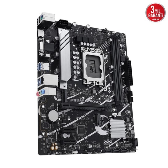 Asus Prime B760M-K D5 Anakart: LGA1700, DDR5 8000MHz OC, PCIe 4.0, Çift M.2, HDMI, VGA, USB 3.2, 2.5G LAN, Micro ATX