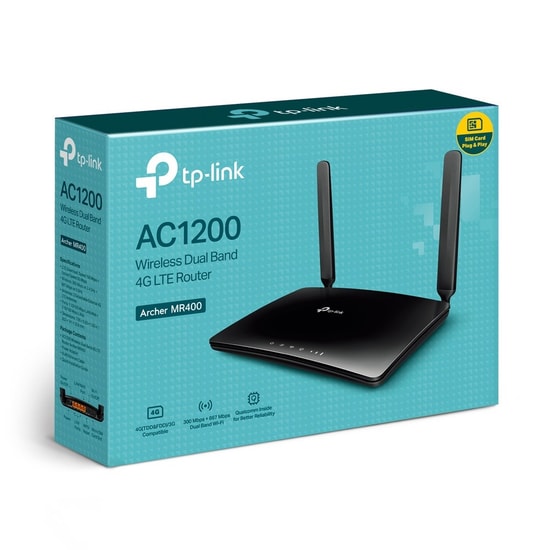 TP-Link Archer MR400 AC1200 Çift Bant 4G LTE Router - WiFi 5, Sim Kartlı, 2xAnten 4x100Mbs Port, VPN ve OneMesh Özelliği