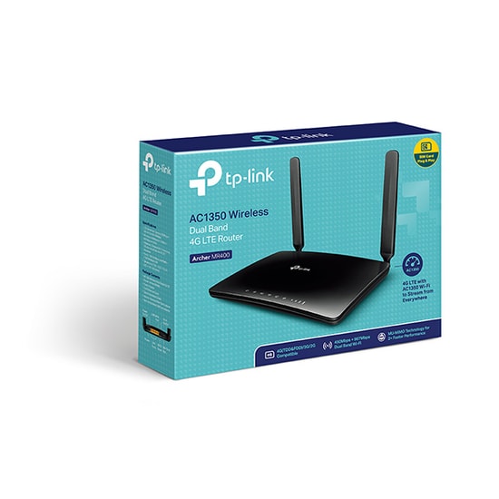 TP-Link Archer MR400 AC1200 Çift Bant 4G LTE Router - WiFi 5, Sim Kartlı, 2xAnten 4x100Mbs Port, VPN ve OneMesh Özelliği