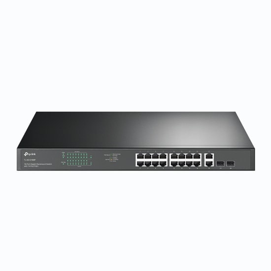 TP-Link TL-SG1218MP 16 Port Gigabit PoE Switch - 2x SFP Uplink, 250W Güç Bütçesi, 250 Metre Menzil, Rackmount