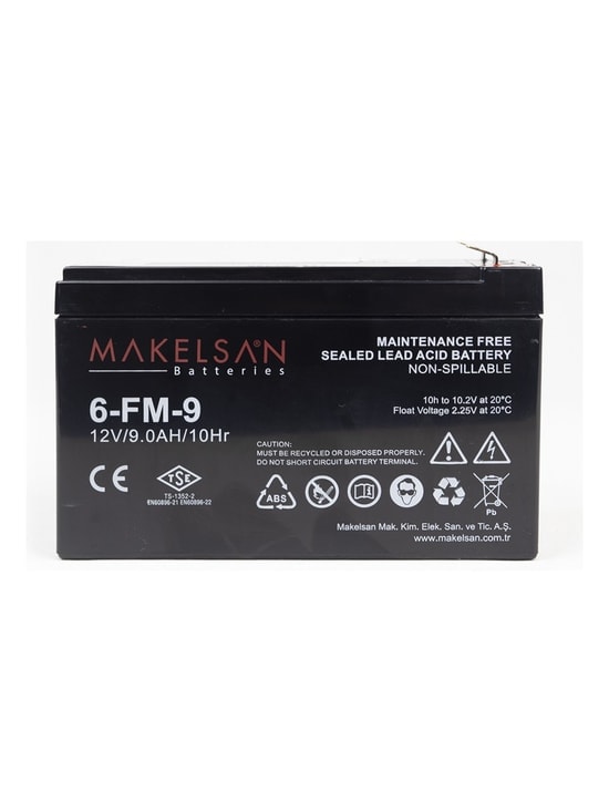 Makelsan 12V 9Ah Tam Bakımsız Kuru Akü (MA00009MPOWER00) - Yüksek Performanslı, Uzun Ömürlü, Sızdırmaz Güç Kaynağı Aküsü