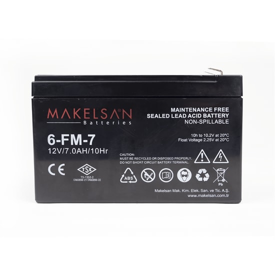 Makelsan 12V 7Ah Kuru Tip Akü MA00009MPOWER07 - Tam Kapalı Bakımsız Yüksek Performanslı Güvenilir Akü