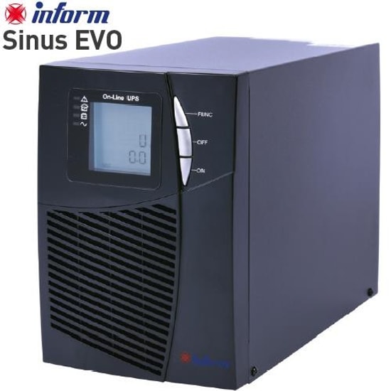 Inform SINUS EVO 1KVA LCD (2x 7AH) Online Kesintisiz Güç Kaynağı - 1000VA, Gerçek Sinüs, 6-14dk, 0.9 PF, LCD Ekran